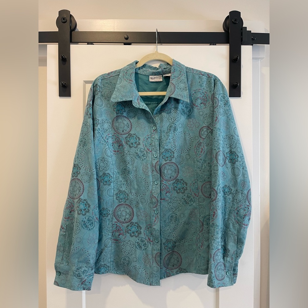 Apparenza blue paisley button-up shirt